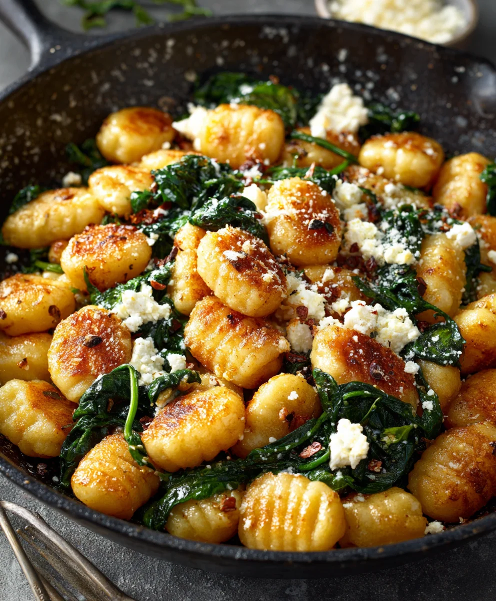 Crispy Gnocchi with Spinach Feta - Quick & Delicious Recipe
