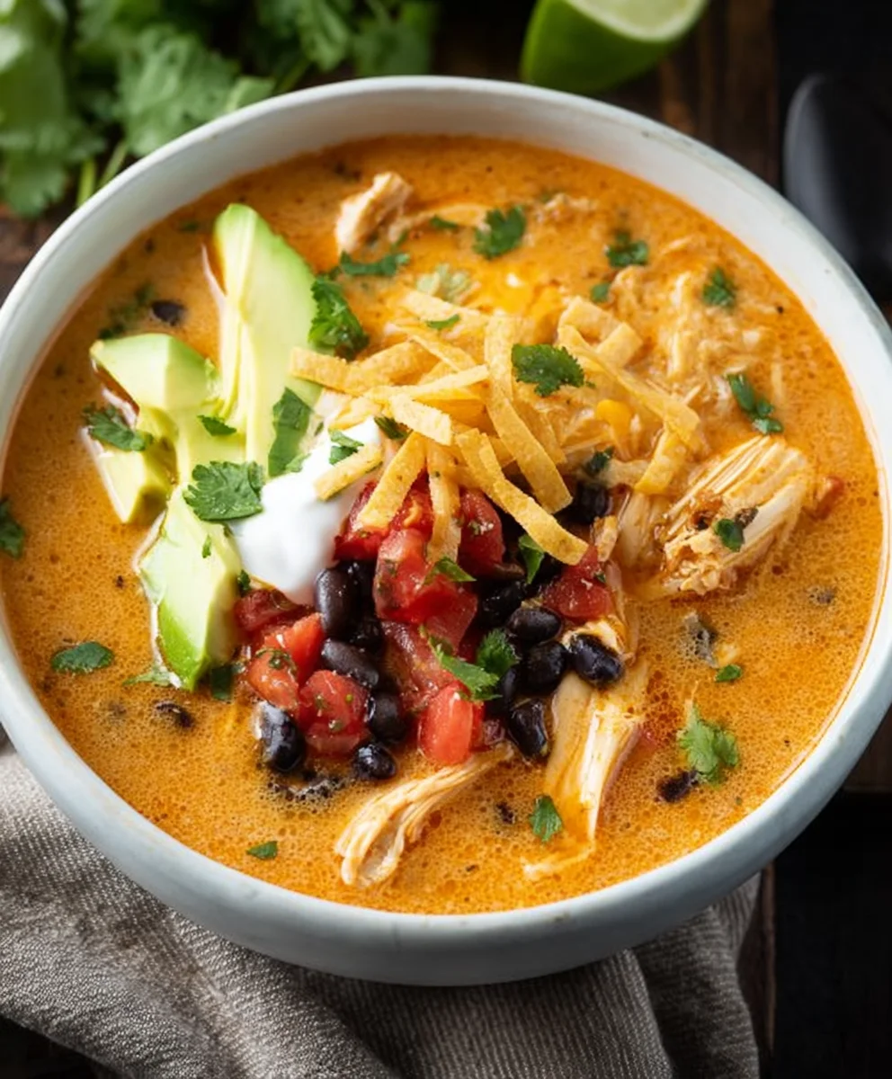 Creamy Chicken Tortilla Soup Recipe-Flavorful & Easy