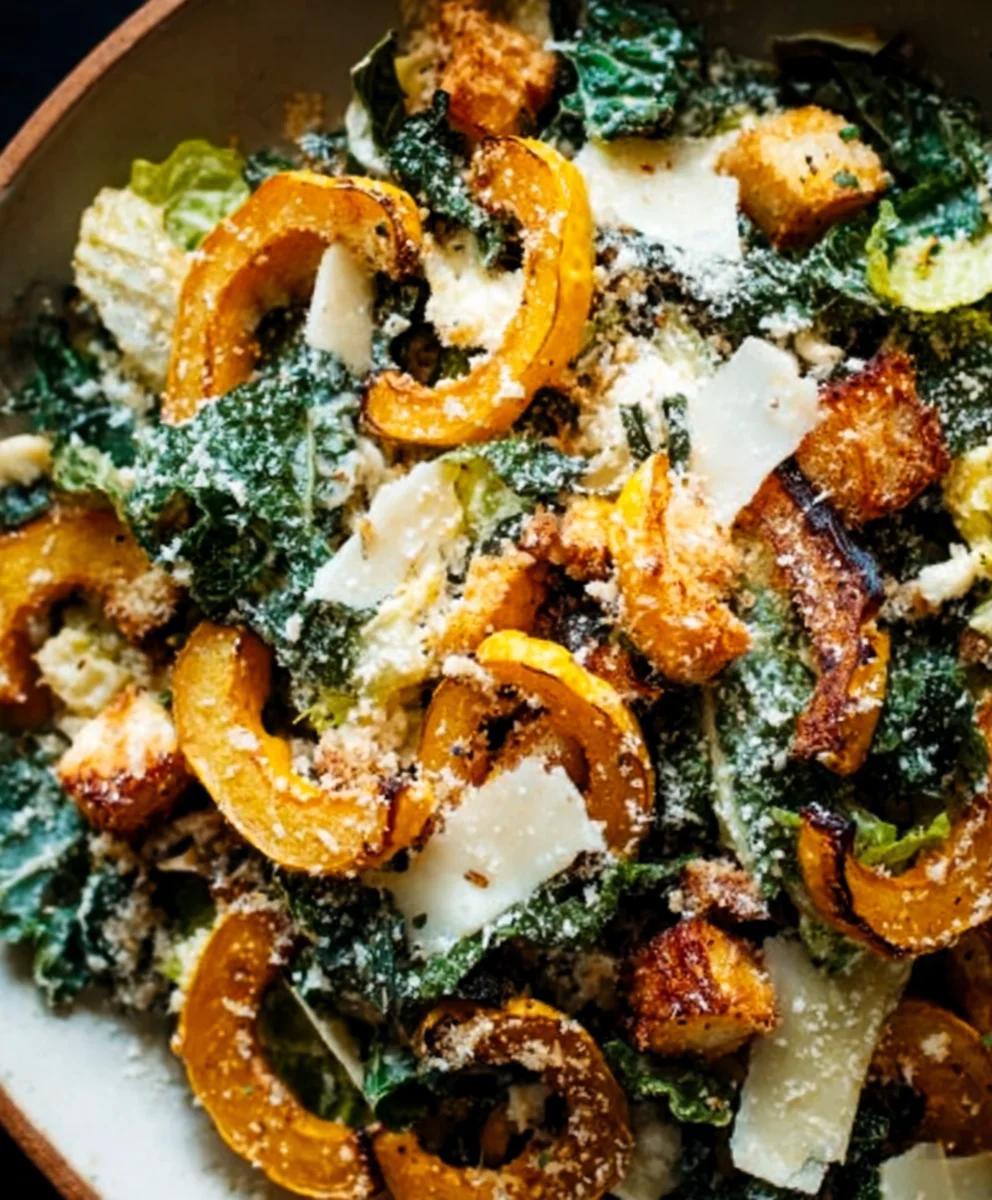 Autumn Caesar Salad with Roasted Squash Croutons