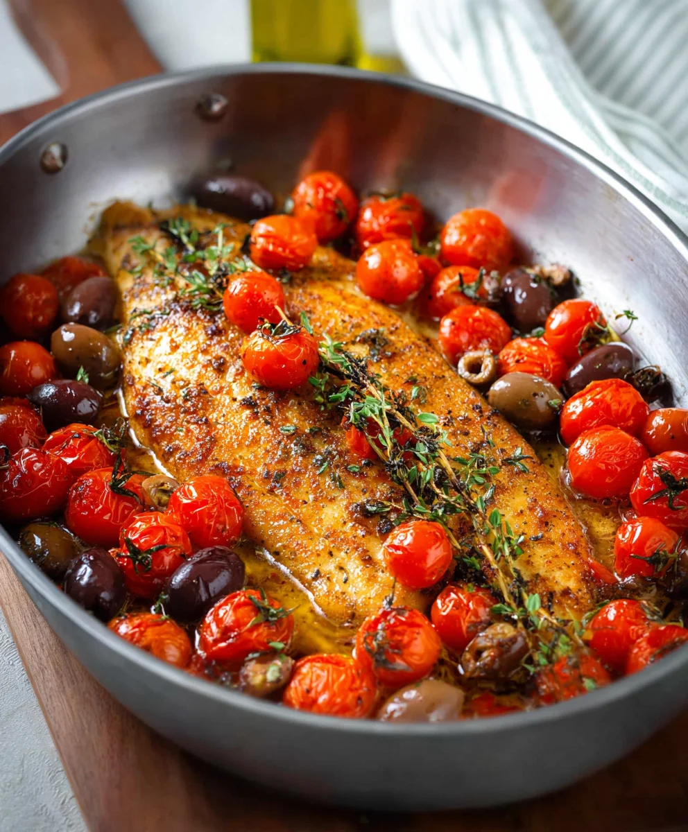 Easy Baked Fish with Tomatoes & Olives
