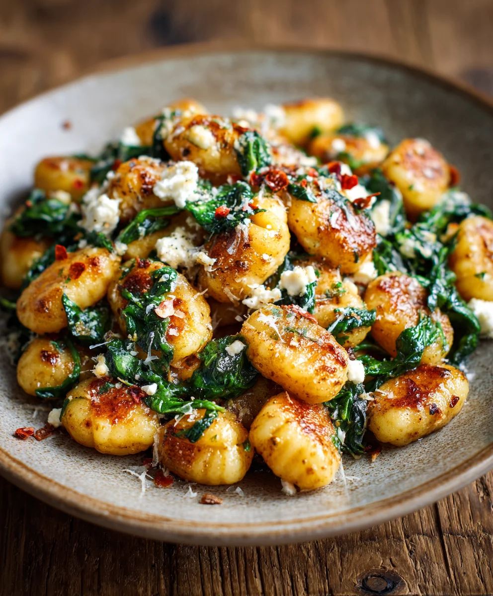 Crispy Gnocchi with Spinach Feta - Quick & Delicious Recipe