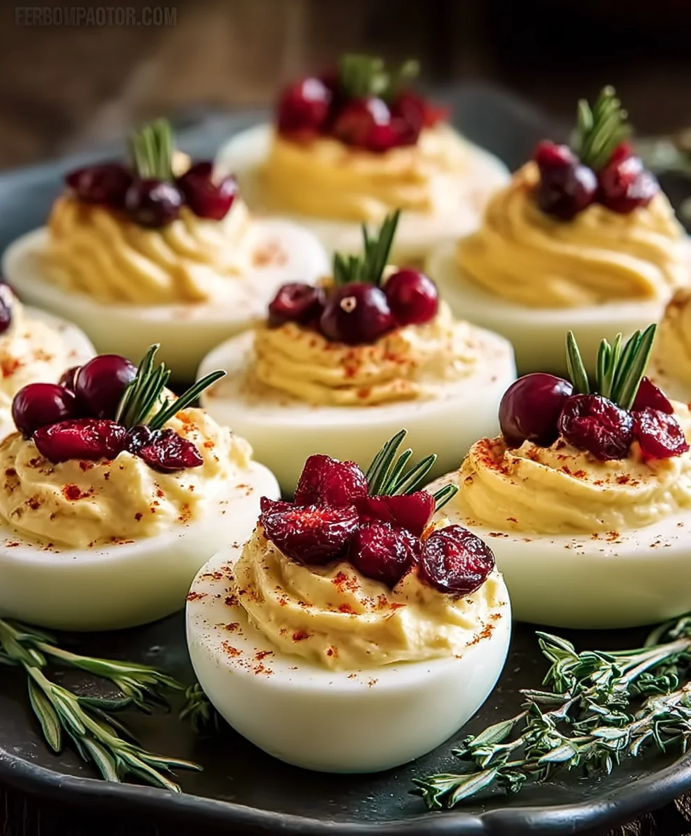 Cranberry Deviled Eggs - Festive Holiday Appetizer