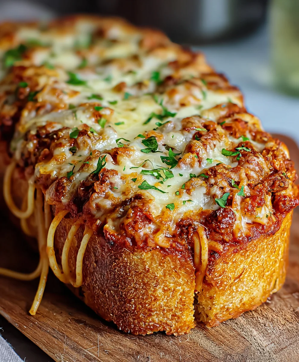 Spaghetti Stuffed Garlic Bread Recipe - Delicious & Easy