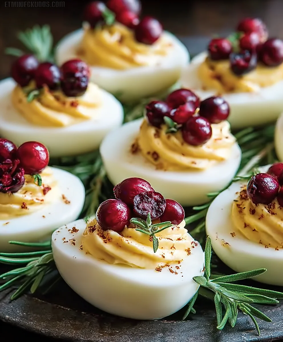 Cranberry Deviled Eggs - Festive Holiday Appetizer