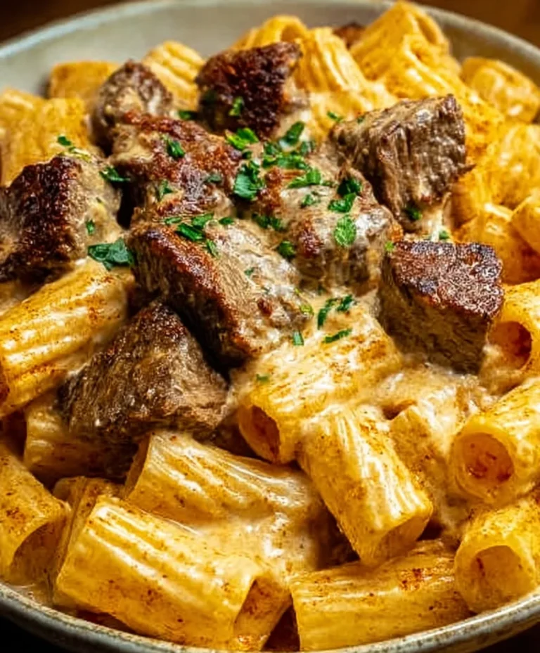Cajun Steak Tips Rigatoni Parmesan Cheesy Pasta