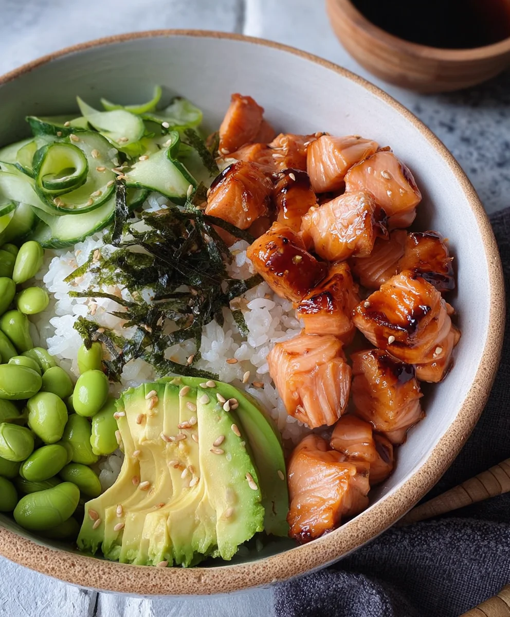 Easy Teriyaki Salmon Sushi Bowl - Gluten Free
