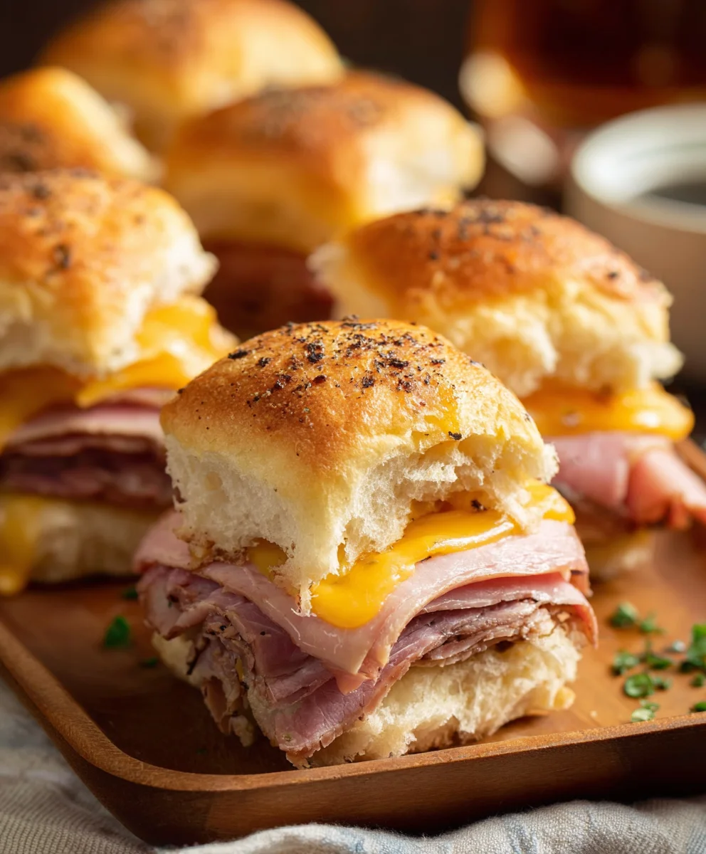 Beef Beef Ham Cheese Sliders- Easy Baked Appetizer