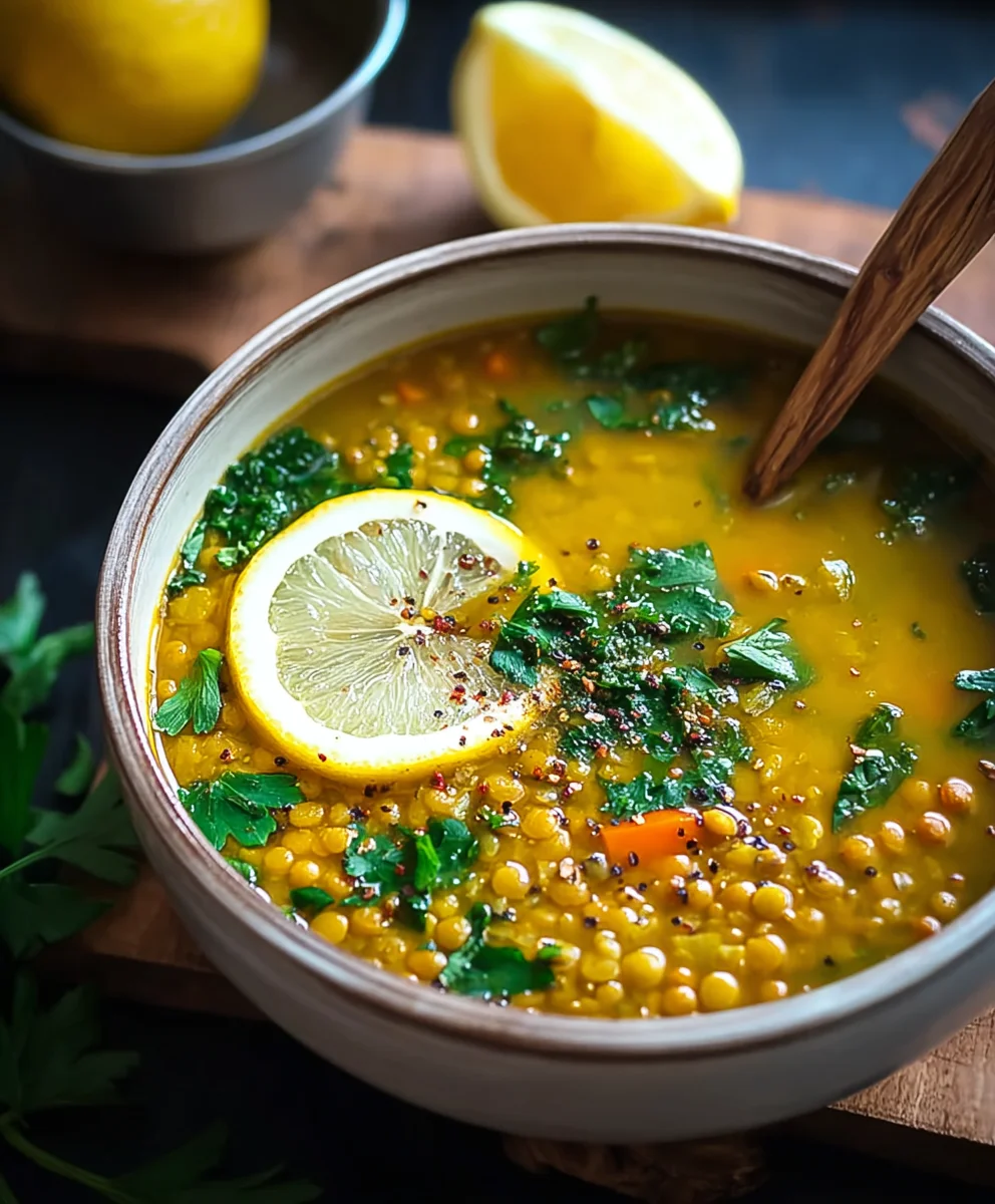 Lemon Turmeric Lentil Soup - Healthy & Flavorful