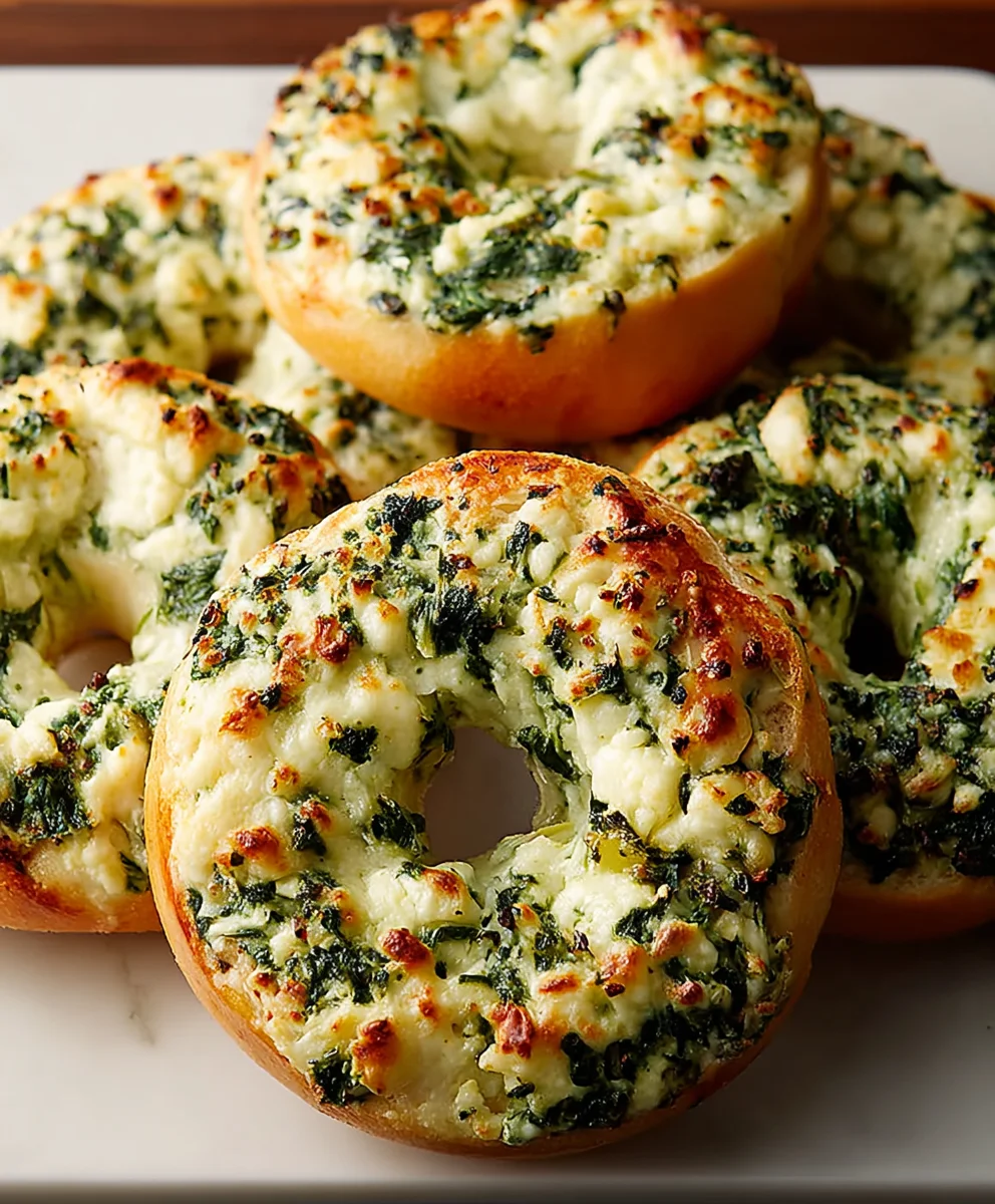 Cheesy Spinach Artichoke Bagels - Easy & Delicious