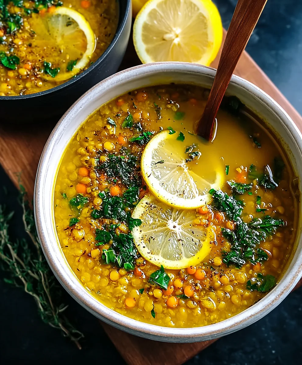 Lemon Turmeric Lentil Soup - Healthy & Flavorful