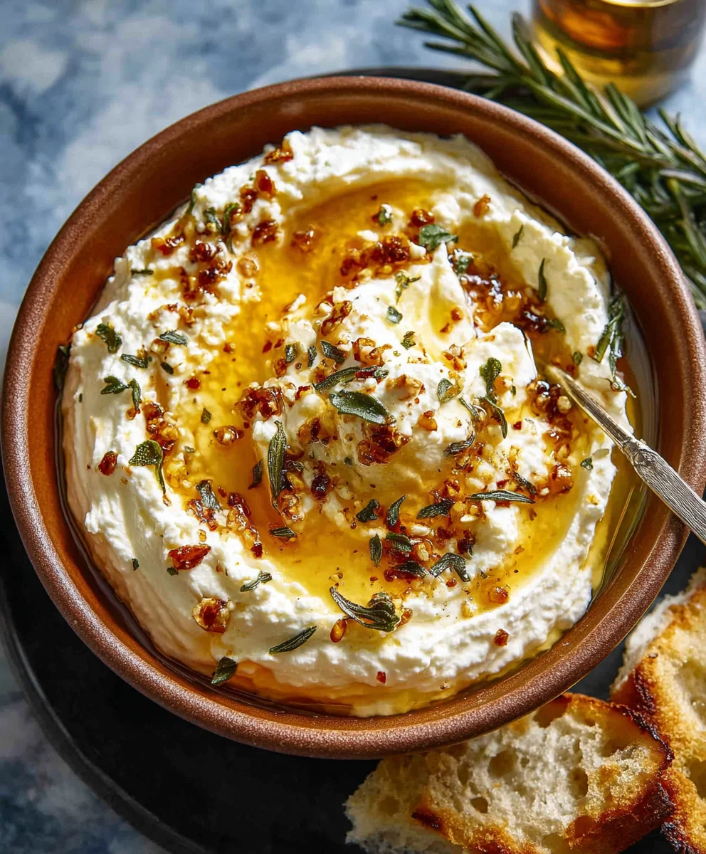 Spicy Ricotta Dip Hot Honey Easy Appetizer