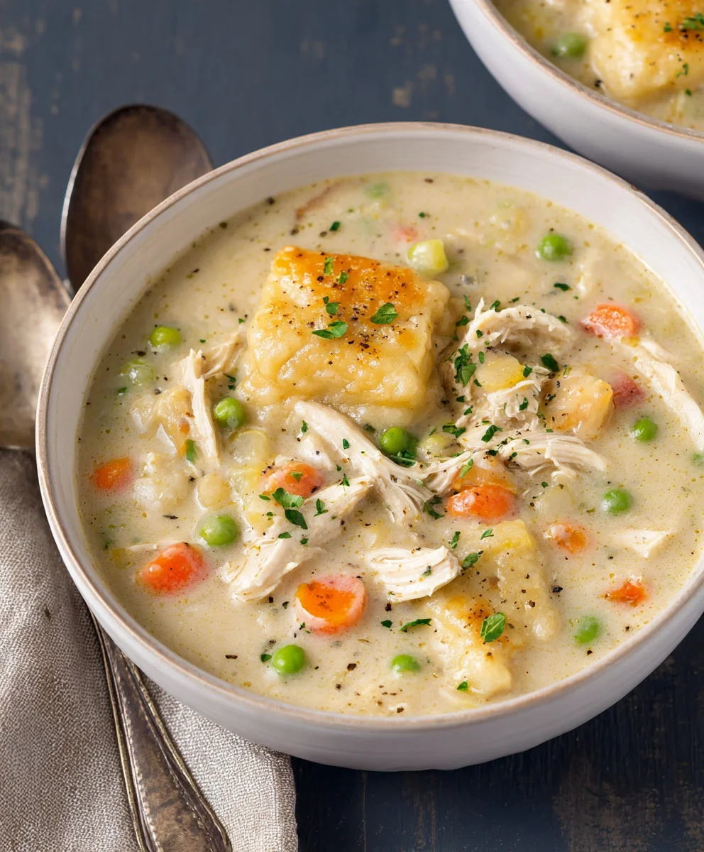 Creamy Chicken Pot Pie Soup-Comfort Food Favorite