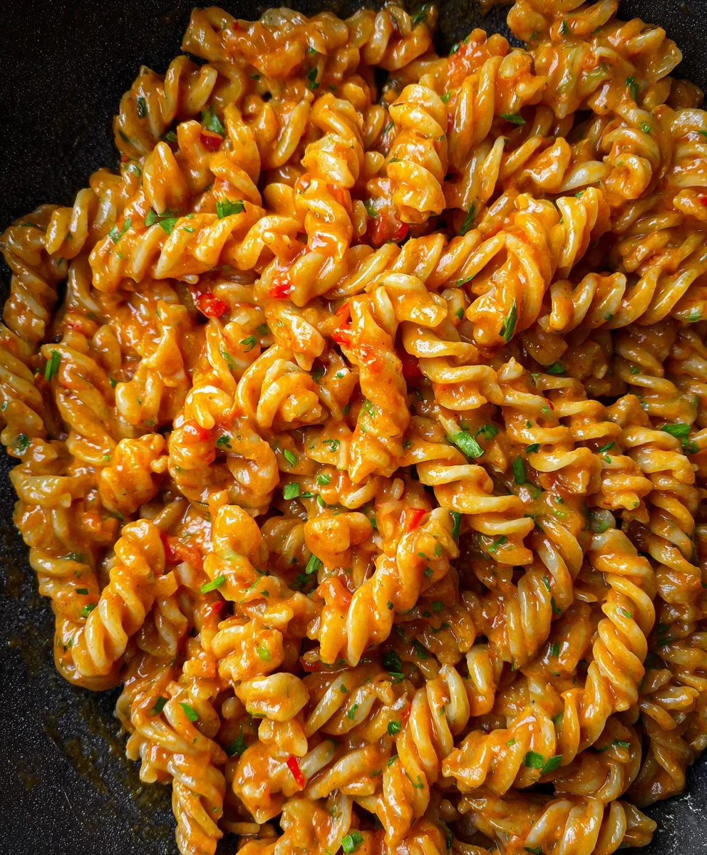 Creamy Vegan Spicy Fusilli- Easy Delicious Pasta