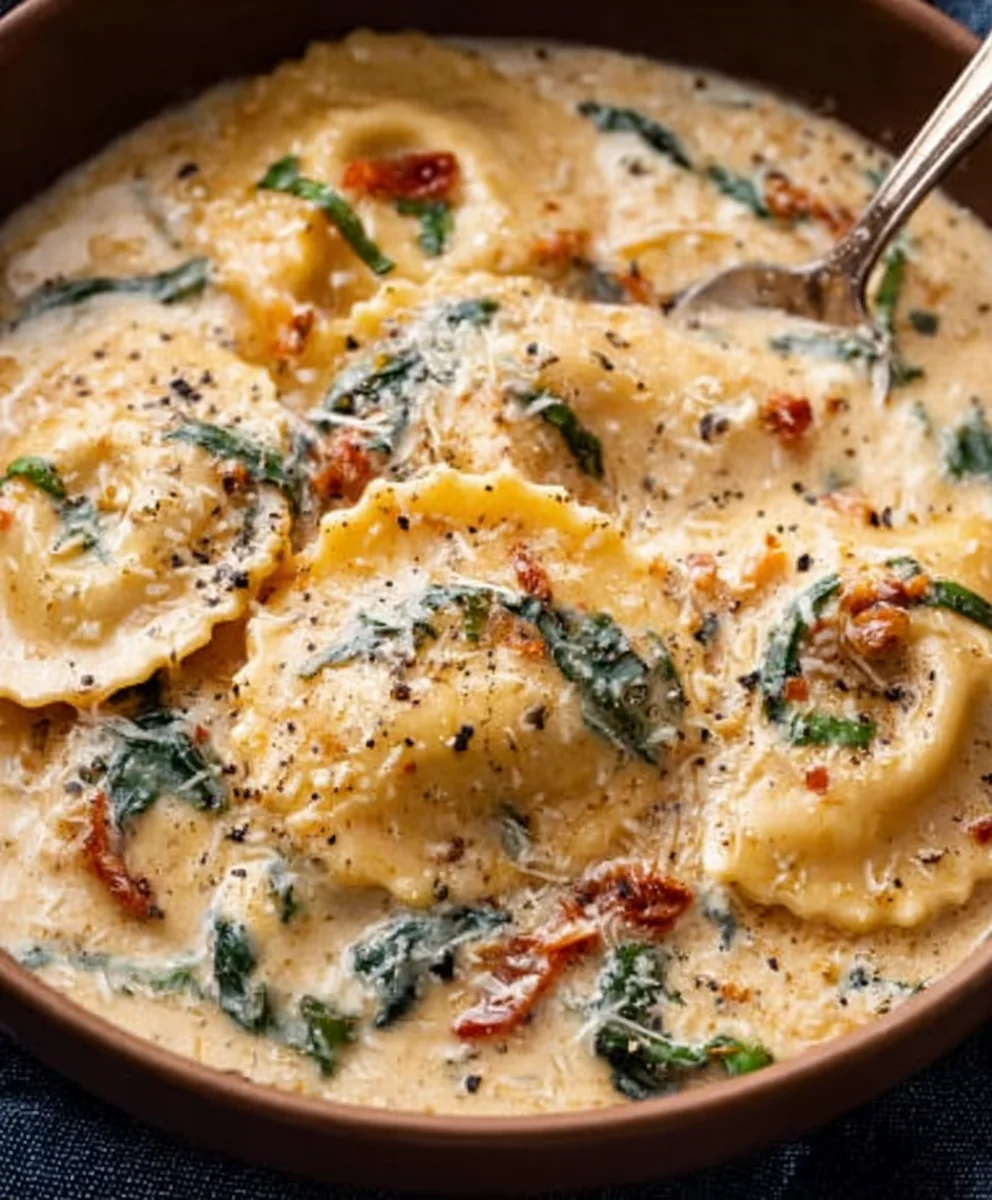 Creamy Tuscan Ravioli Soup - Delicious & Easy Recipe