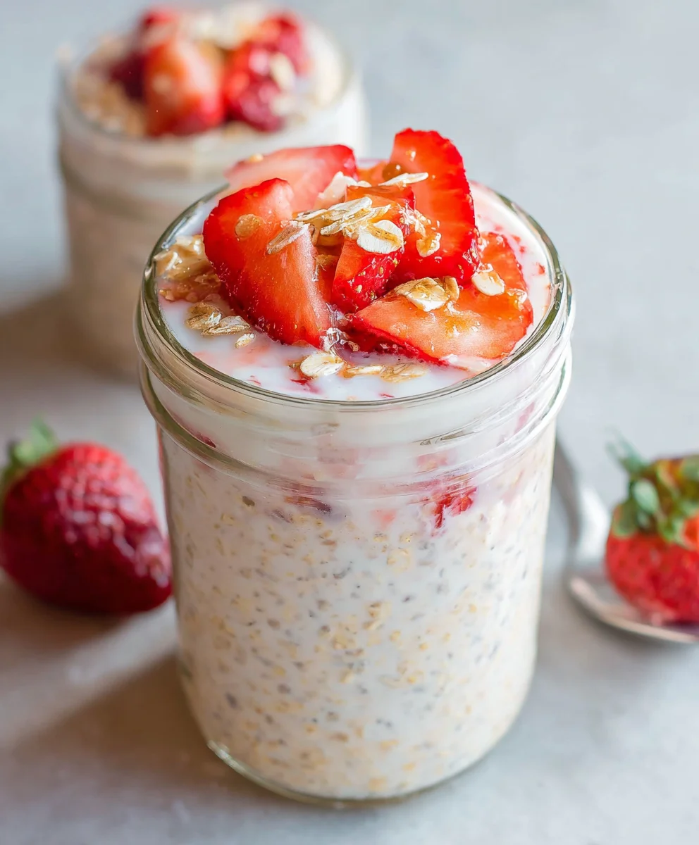 Strawberry Cheesecake Oats - Easy Overnight Recipe
