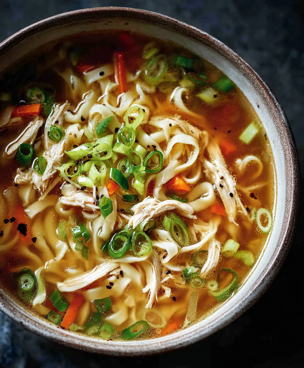 Gin Extract Scallion Chicken Noodle Soup Recipe-Flavorful