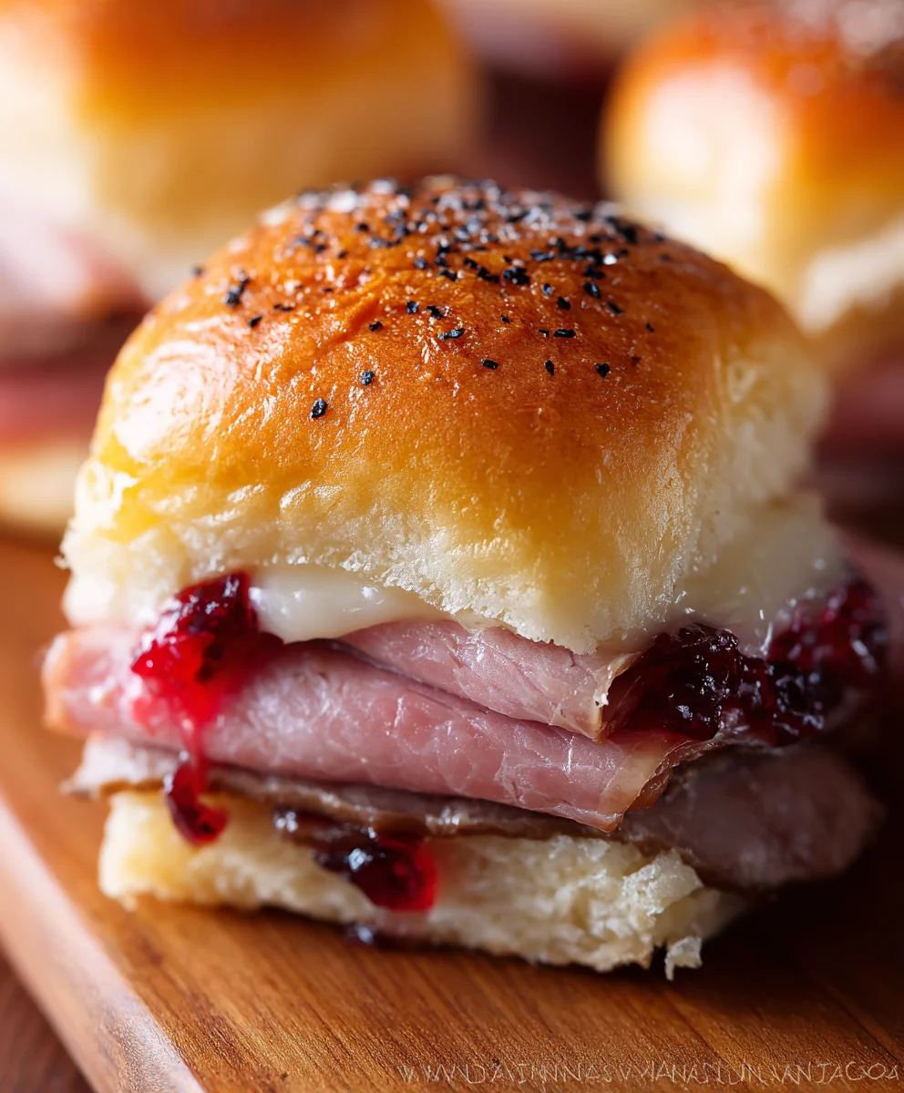 Beef Beef Ham Cranberry Sliders-Festive Appetizer