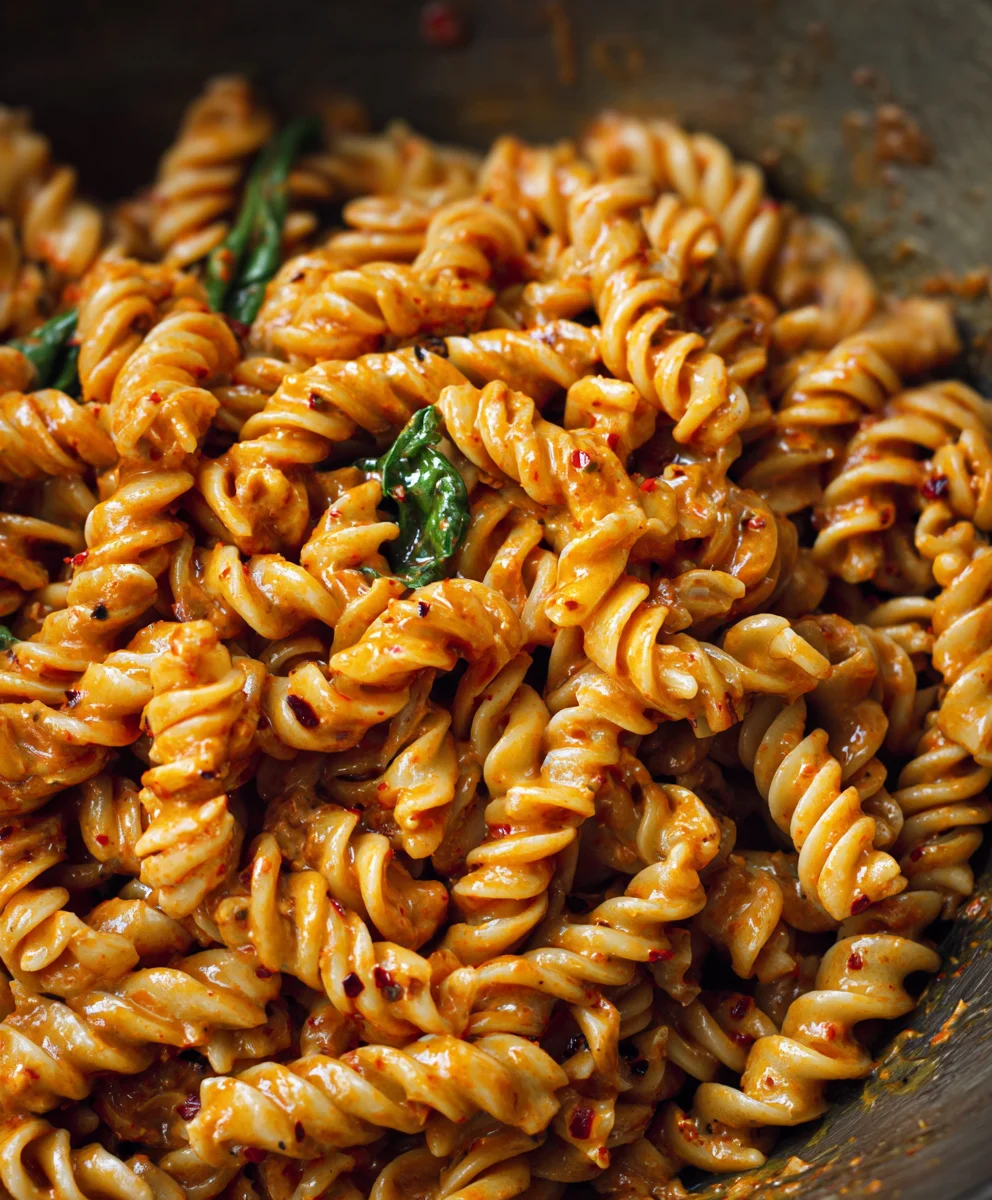 Creamy Vegan Spicy Fusilli- Easy Delicious Pasta