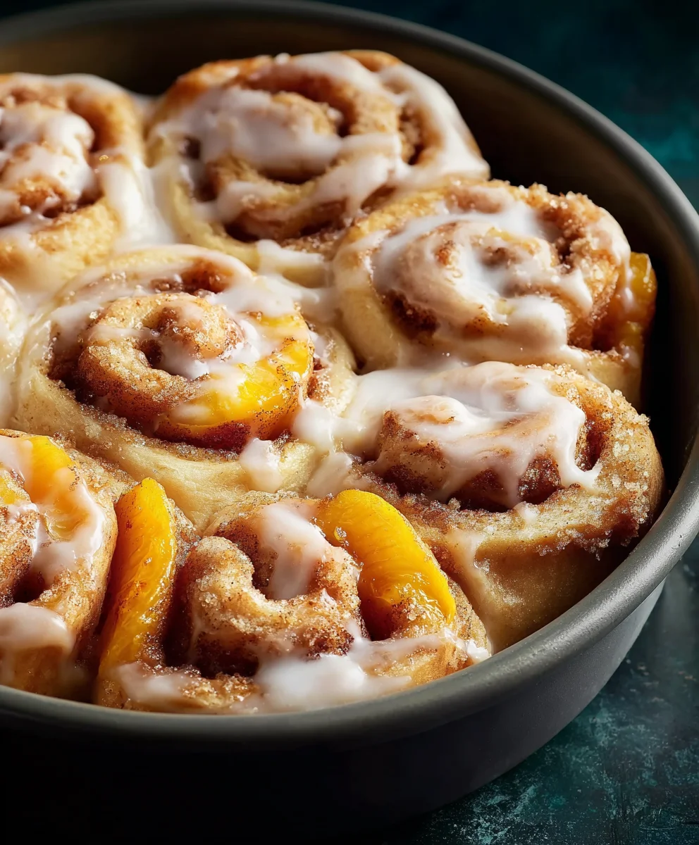 Peach Cobbler Cinnamon Rolls - Sweet Dessert Delight