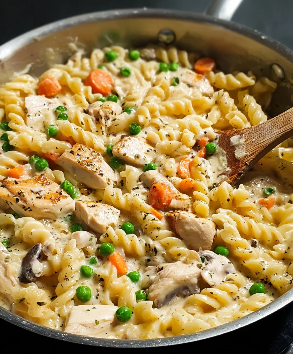 Easy Chicken Pot Pie Pasta - Creamy Comfort Dinner