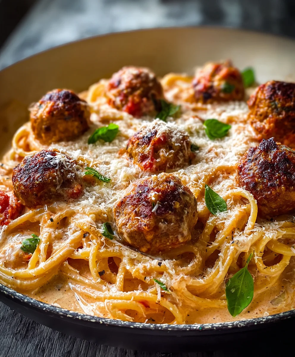 Creamy Spaghetti Meatballs- Easy Beef Recipe