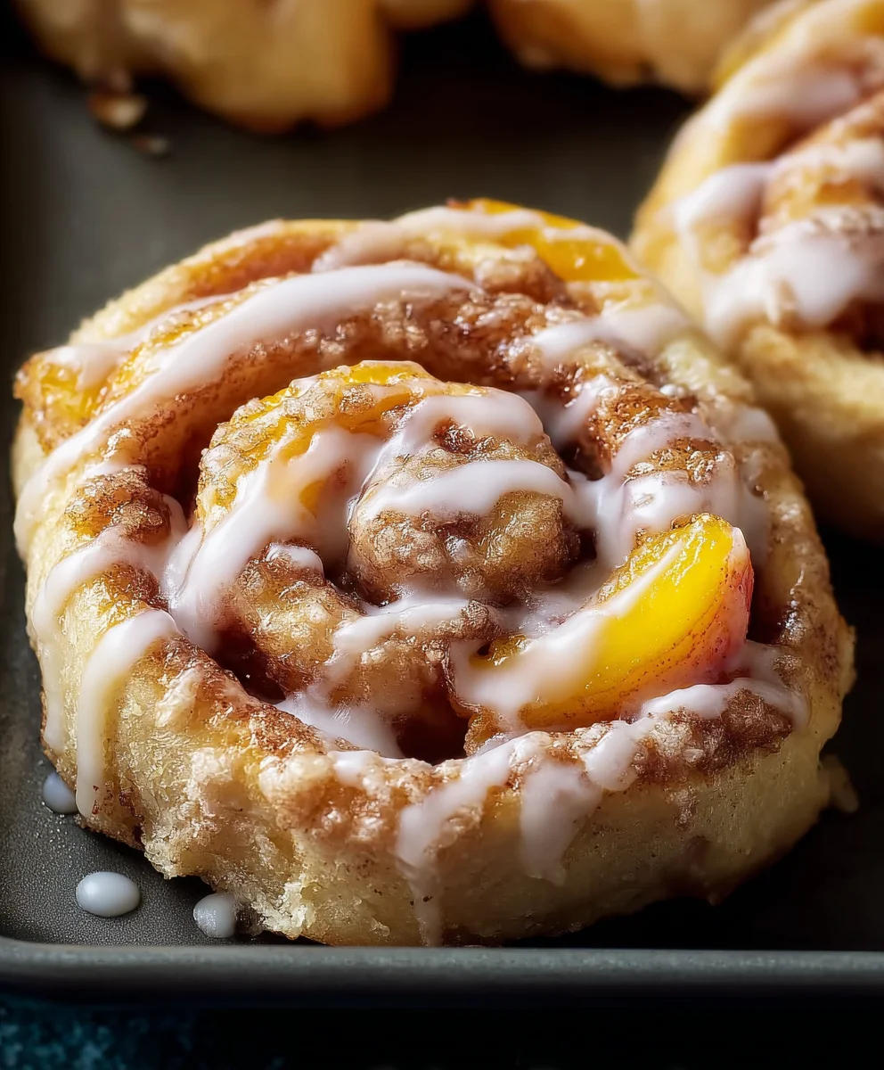 Peach Cobbler Cinnamon Rolls - Sweet Dessert Delight