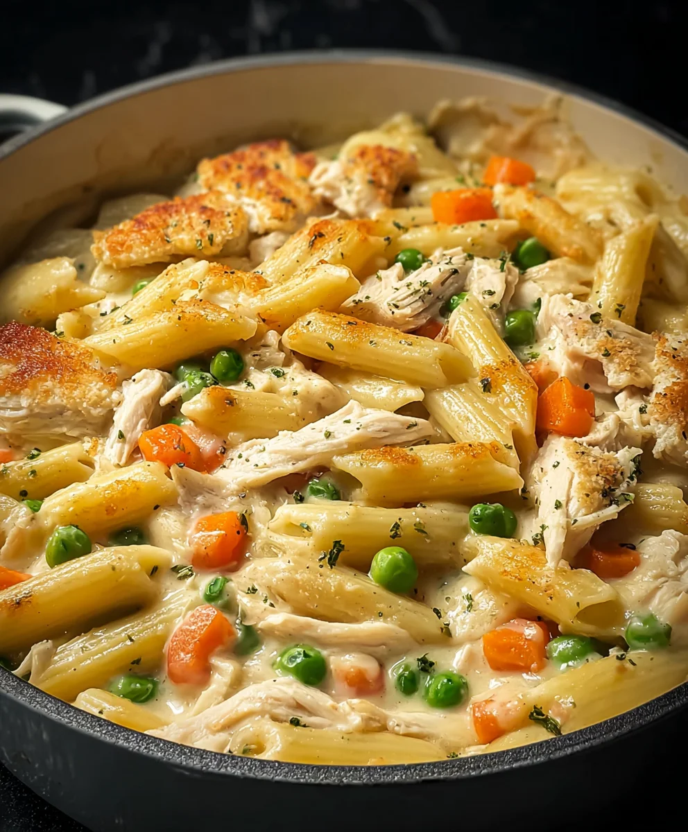 Easy Chicken Pot Pie Pasta - Creamy Comfort Dinner