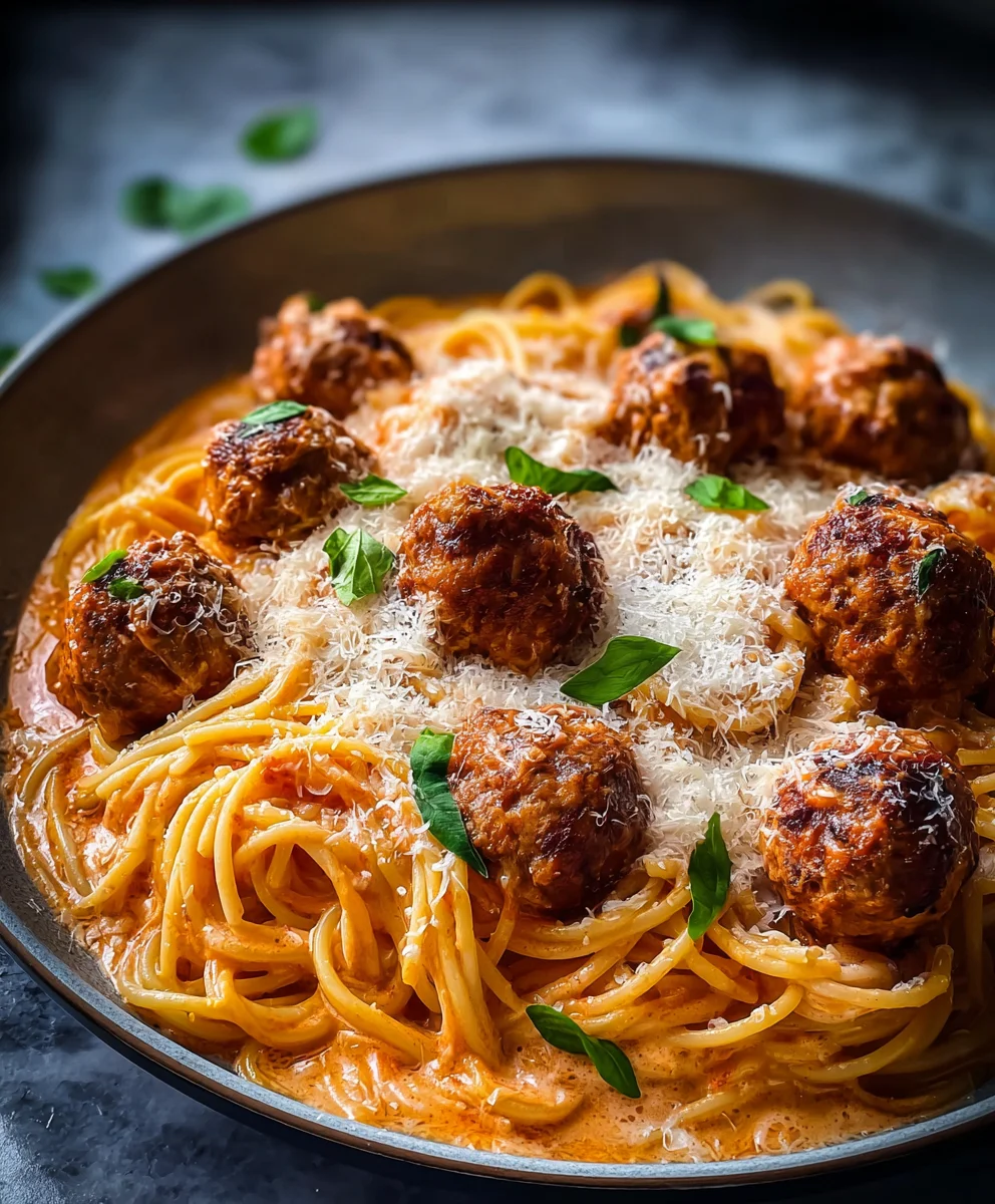 Creamy Spaghetti Meatballs- Easy Beef Recipe