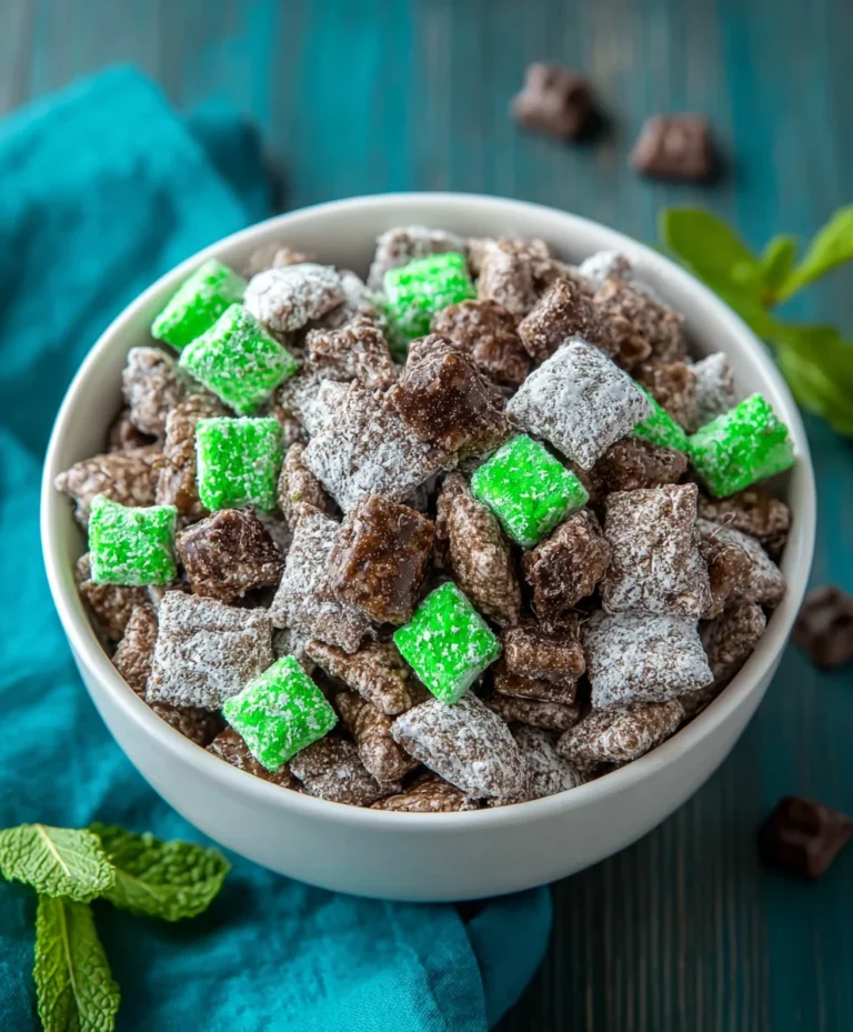 Mint Chocolate Muddy Buddies-Easy No-Bake Treat