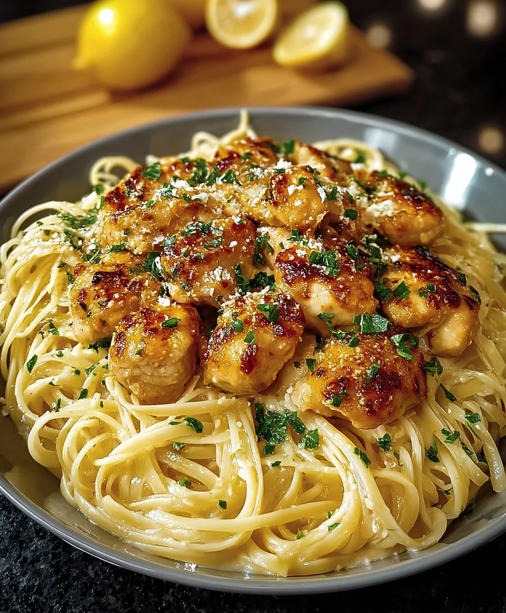 Lemon Parmesan Linguine with Tender Chicken