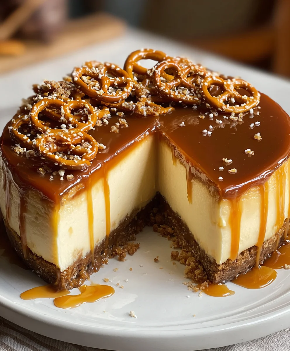 Salted Caramel Pretzel Cheesecake Recipe - Delicious Treat