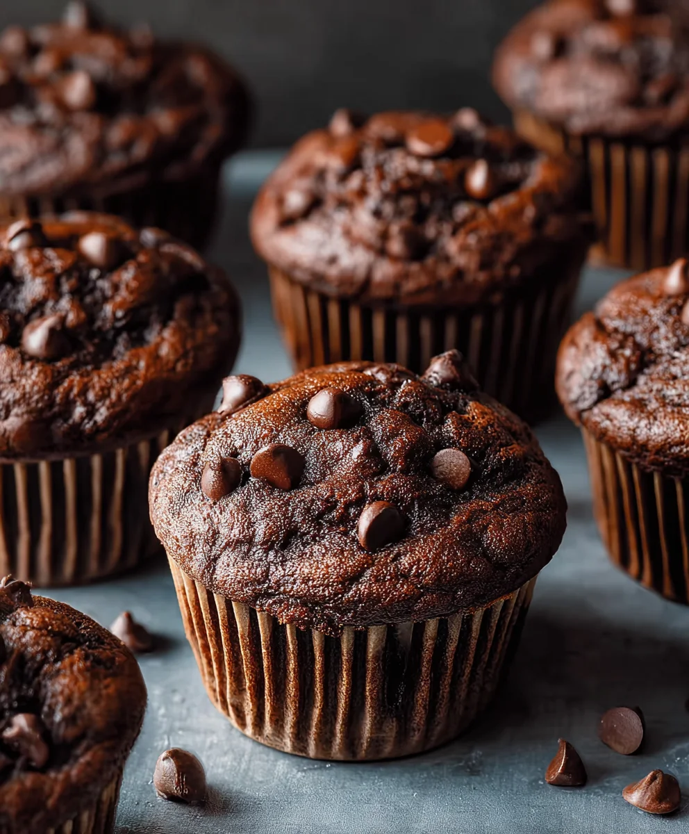 Decadent Double Chocolate Chip Muffins- Easy Recipe