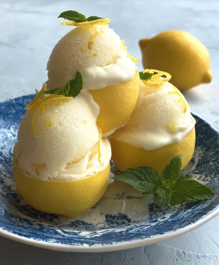 Frozen Lemon Shell Sorbet- Lemon Dessert Delight
