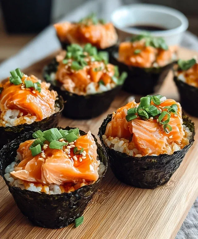 Spicy Salmon Sushi Cups