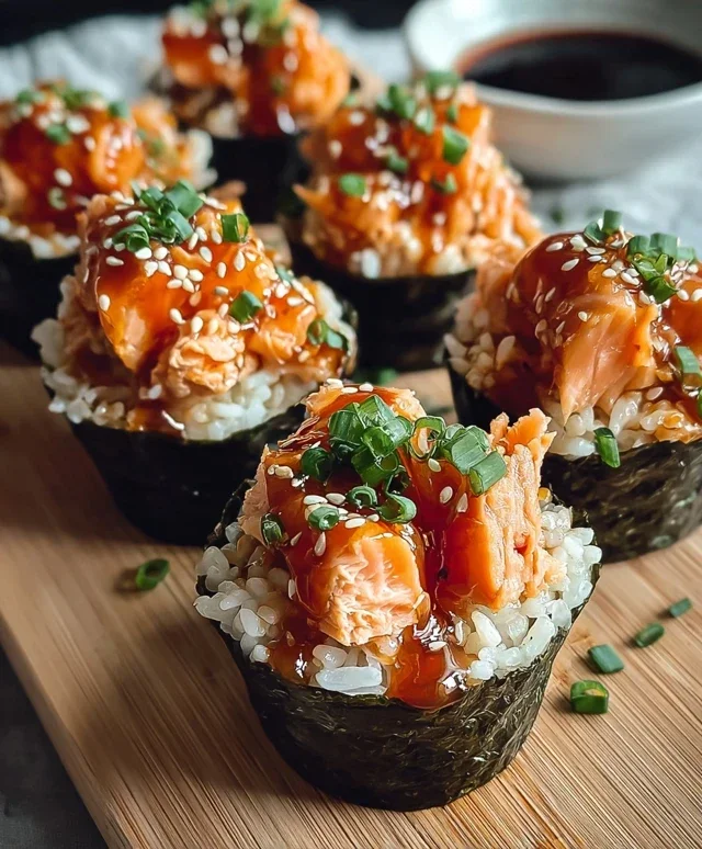Spicy Salmon Sushi Cups