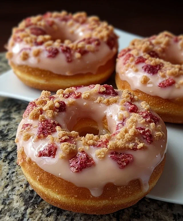Freshly Glazed Strawberry Crunch Donuts