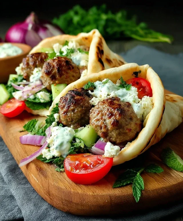 Greek Meatball Pitas