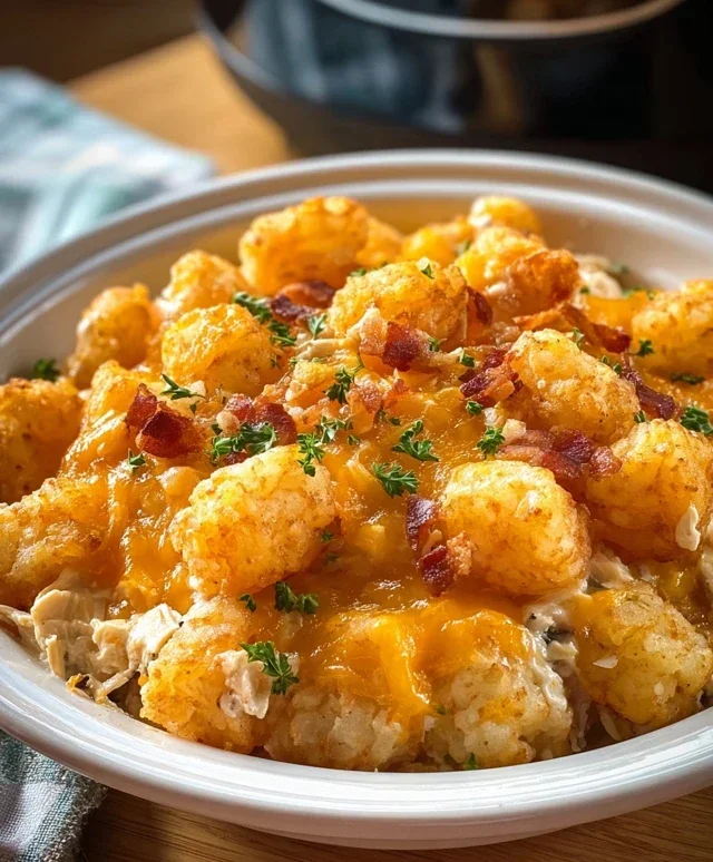 Crock Pot Chicken Tater Tot Casserole