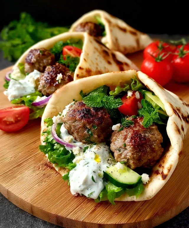 Greek Meatball Pitas