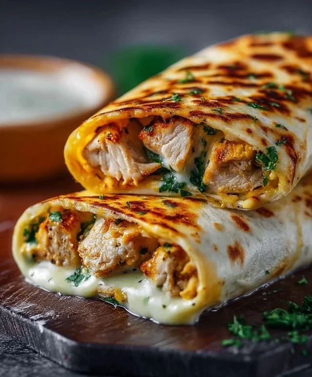 Low Carb Cheesy Garlic Chicken Wraps
