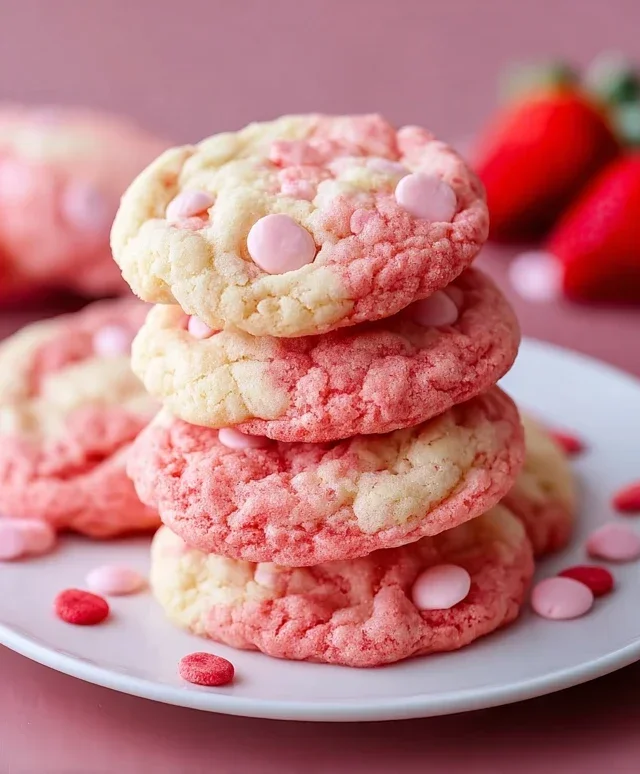 Strawberry Cake Mix Cookies
