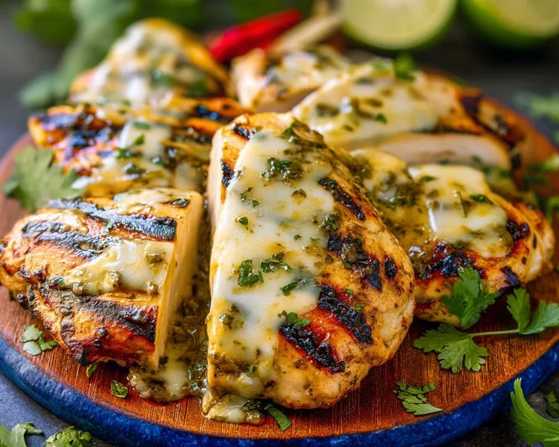 Grilled Salsa Verde Pepper Jack Chicken