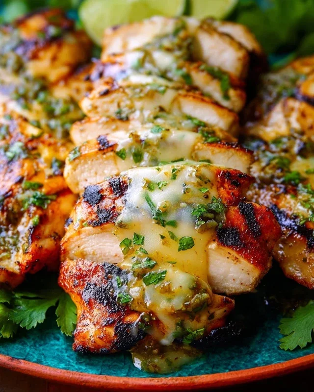 Grilled Salsa Verde Pepper Jack Chicken
