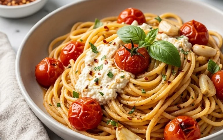 Roasted Tomato and Garlic Ricotta Pasta