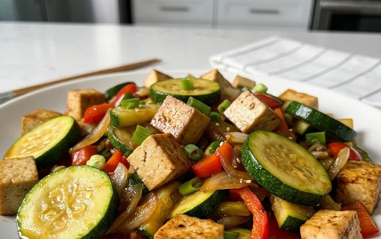 Zucchini Stir Fry With Tofu (Vegan)