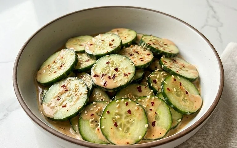 Creamy Asian Cucumber Salad Bowl