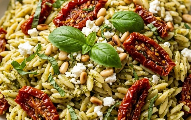 Sun Dried Tomato Orzo Pesto Salad