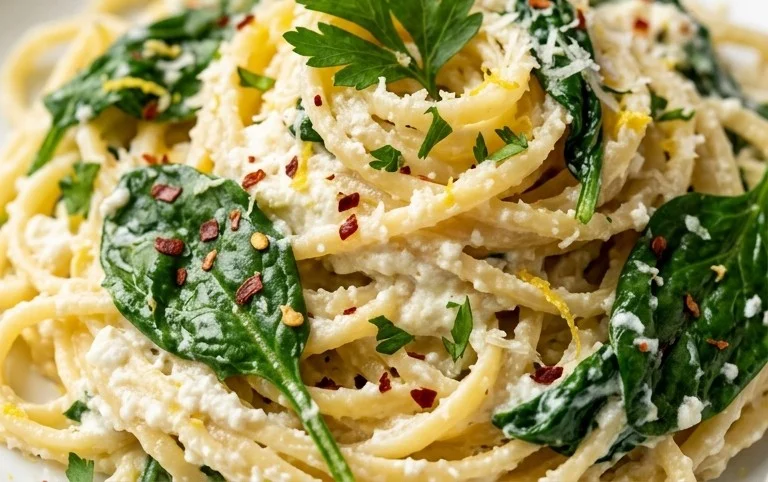 Lemon ricotta pasta & spinach