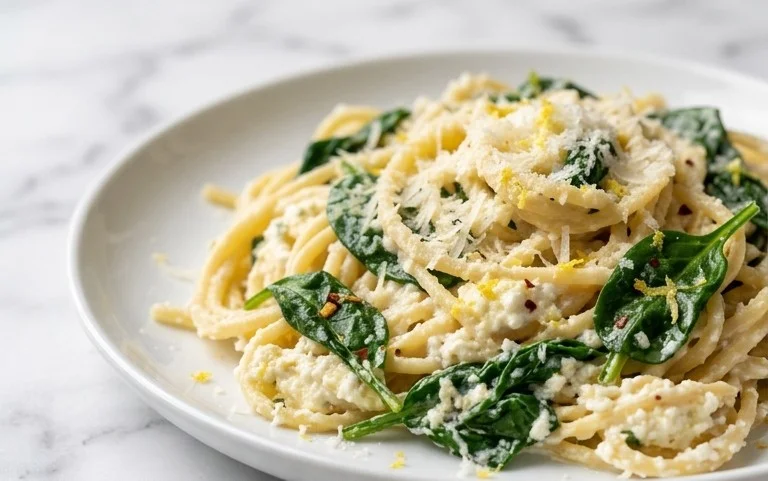 Lemon ricotta pasta & spinach
