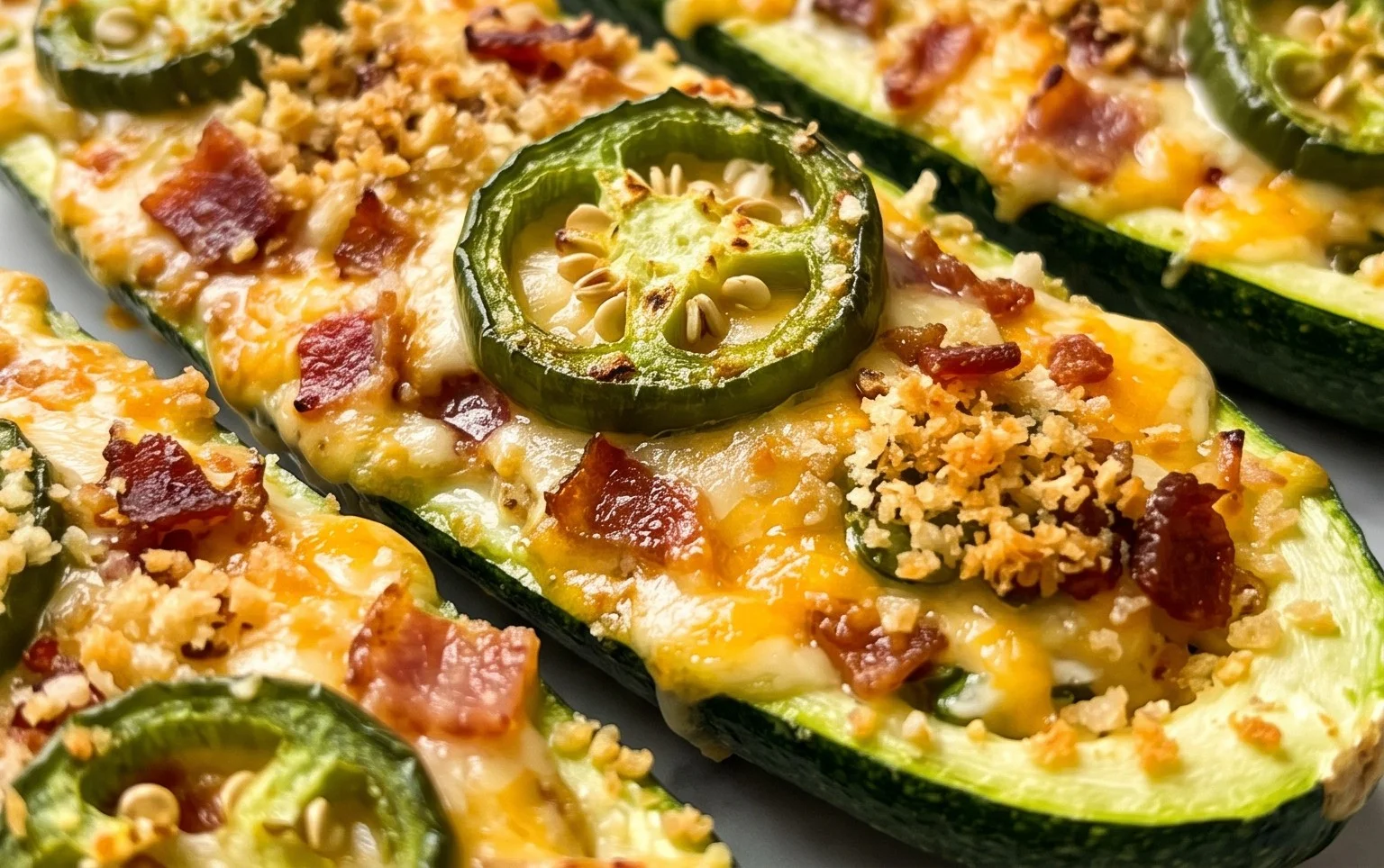 Jalapeno Popper Zucchini Boats
